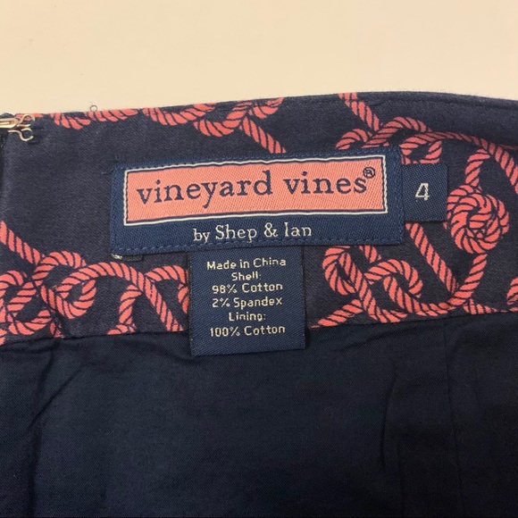 Vineyard Vines Pink Knot Blue Mini Skirt Sz 4 - Picture 3 of 7